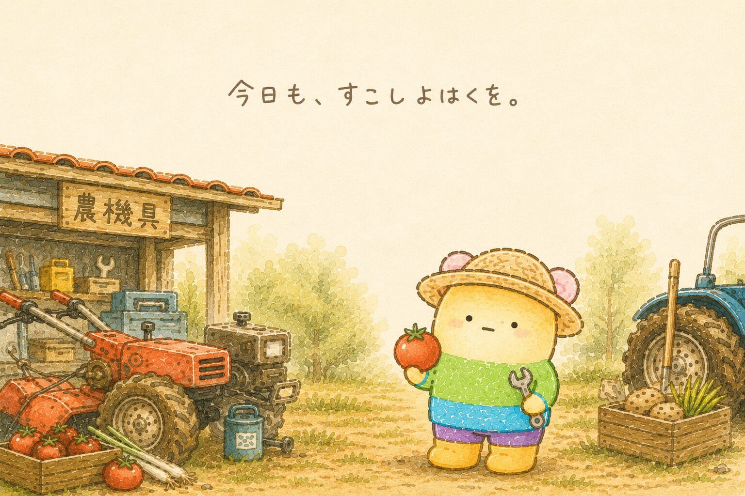 今日も、すこしよはくを。農機具屋さんのLINEスタンプ